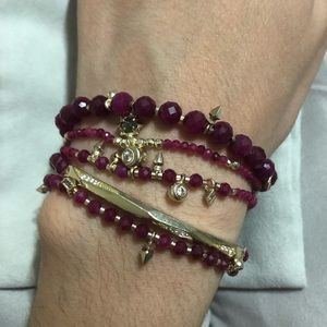 Kendra Scott Supak bracelet set in maroon jade